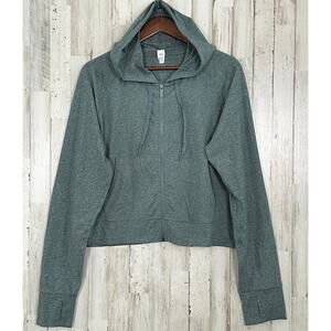 NWOT Yogalicious Lux Hoodie Sweatshirt Jacket XL Green Full Zip Crop Loungewear